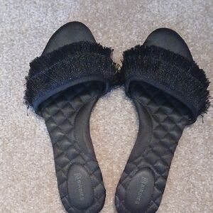 Birdies Elegant Black Fringe Sandalssize 8.5